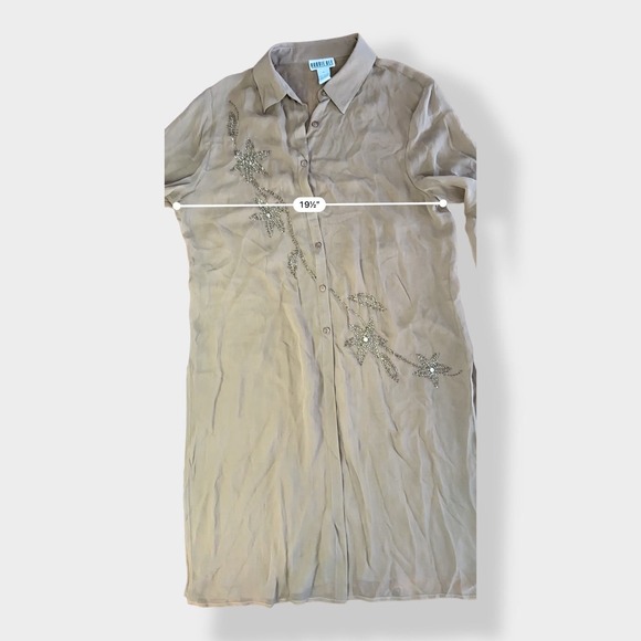 Robbie Bee NWT Vintage‎ 90's 100% Silk Floral Beaded Sheer Top Size 10 - Picture 5 of 9